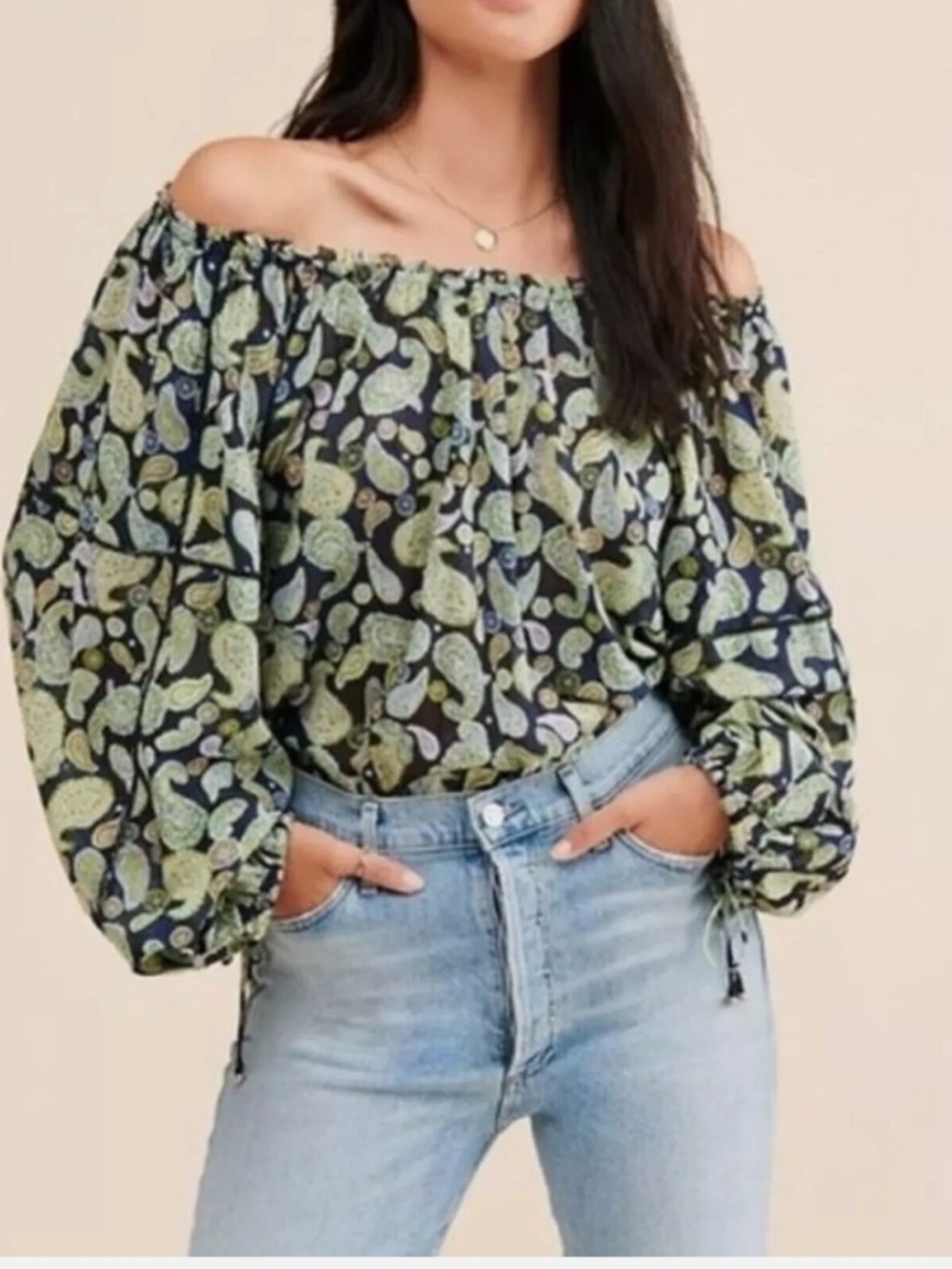 FREE PEOPLE INTIMATELY SUNDOWN BLUE COMBO PAISLEY COTTON BODYSUIT SIZE S